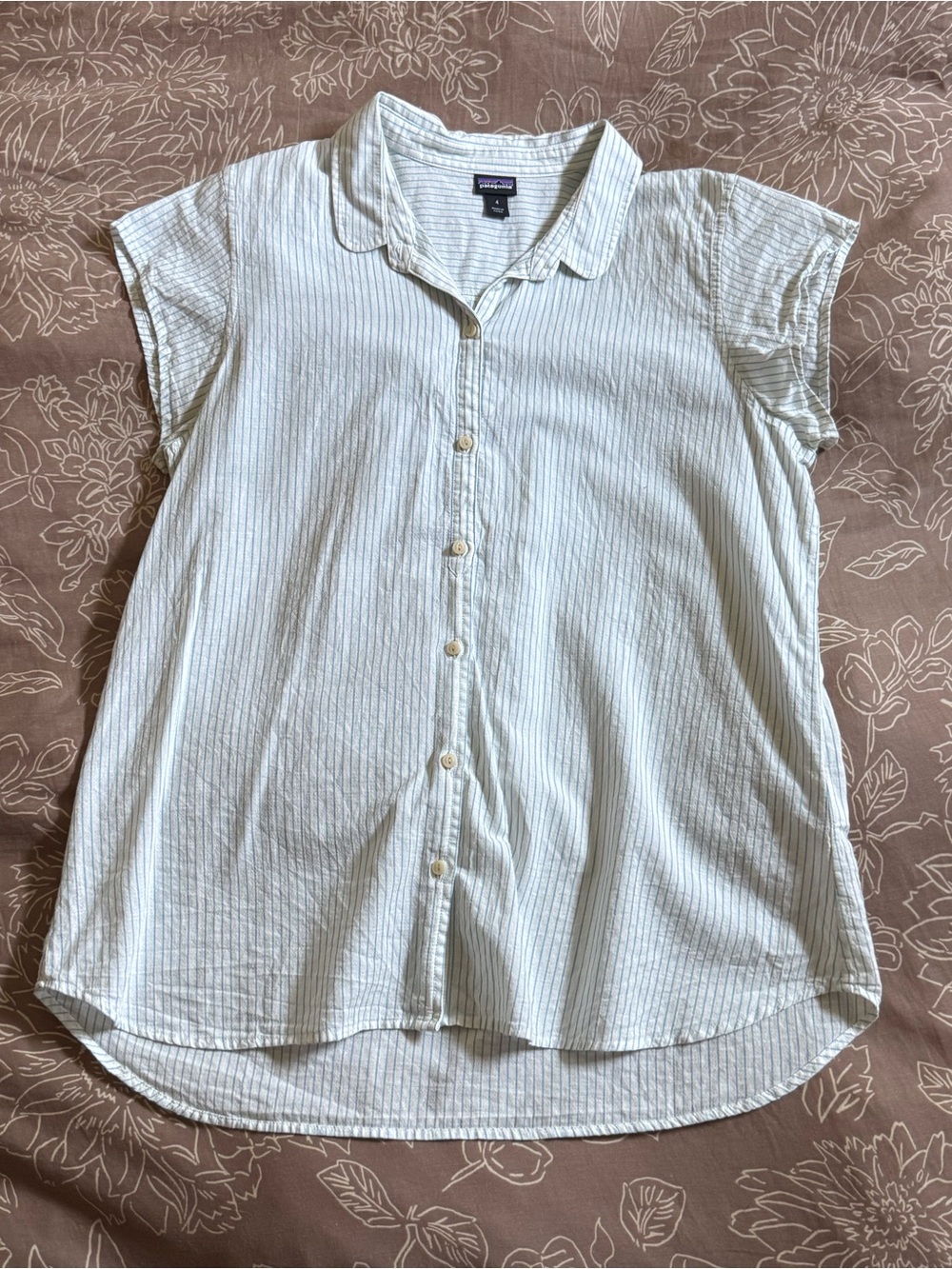 Patagonia Women’s Striped Button-Down Cap Sleeve Blouse